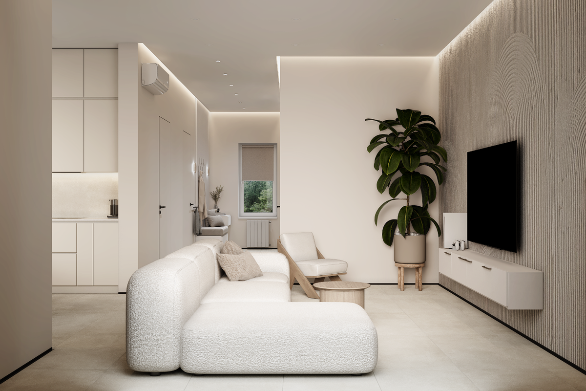 дизайн интерьера зала, интерьер зала, зонирование зала, просторный зал интерьер, уютный зал