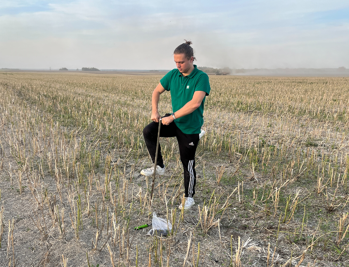 Отбор почвенных образцов специалистами ПАО «Акрон»