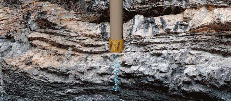 Проходка интервала после воздействия излучения. Очистки ствола от паров и микрочастиц породы производится сжатым воздухом.