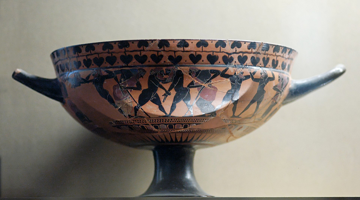 Боксёры на двухъярусной чаше Сиана, ок. 575–550 гг. до н. э.