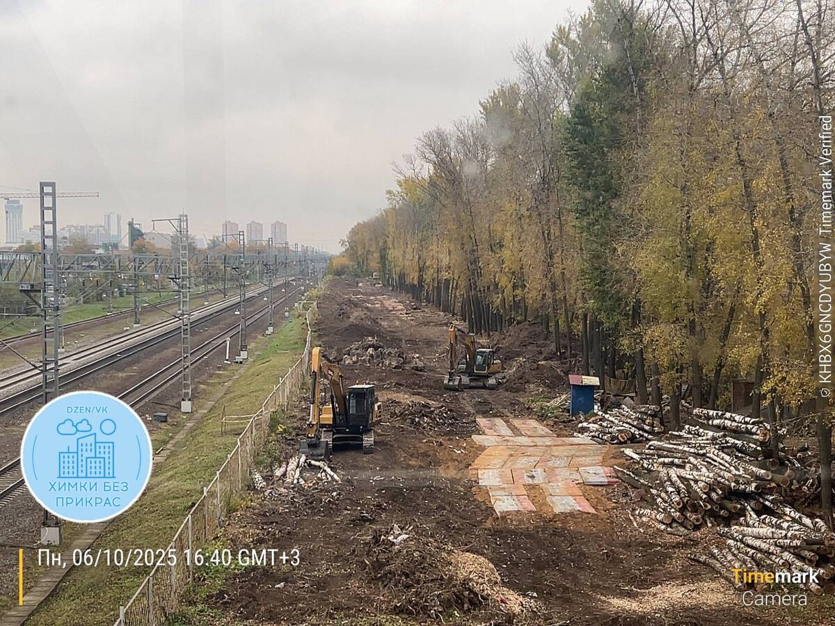 Вид с пешеходного моста в сторону станции "Химки"