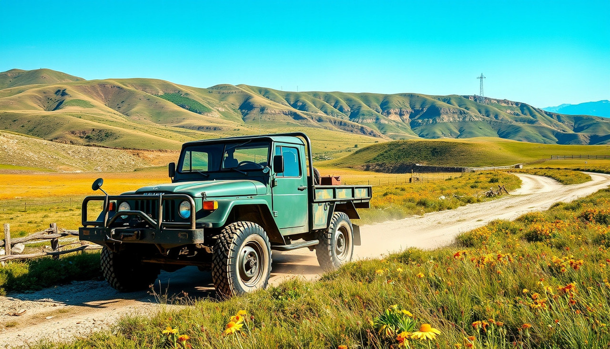    Изображение микроавтобуса РАФ-2203 в советском стиле на фоне исторических зданий