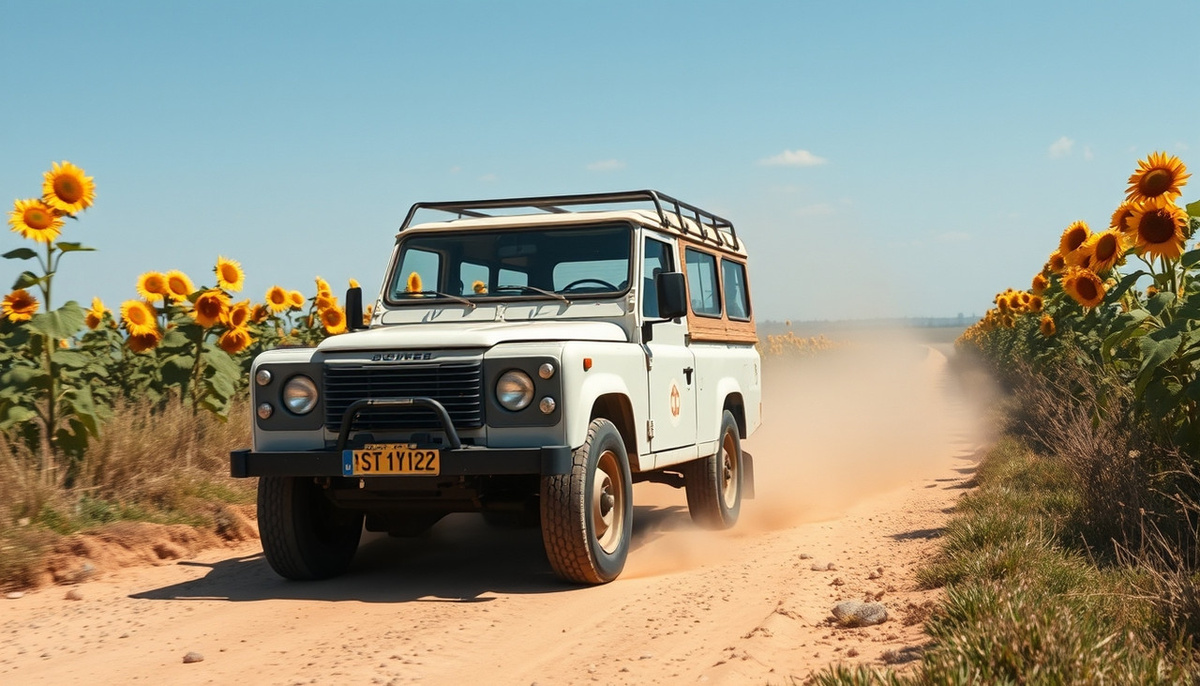    Изображение внедорожника Колхида на грузинской равнине