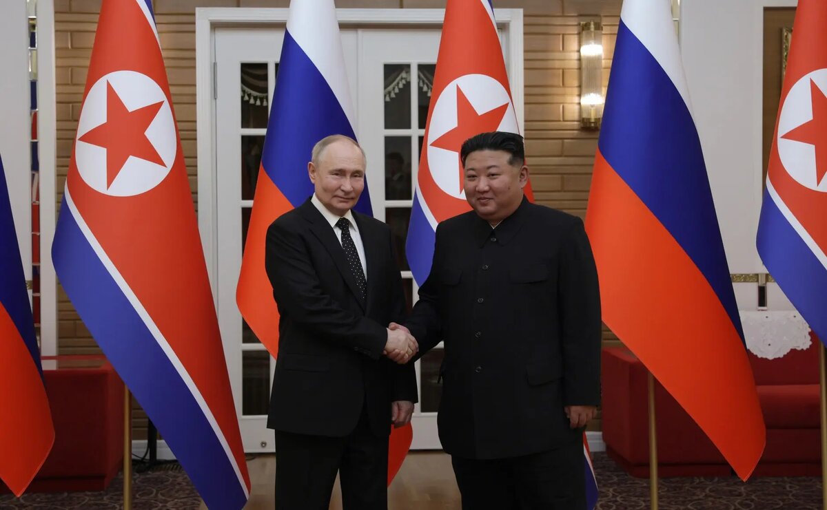    Владимир Путин и Ким Чен Ын. Фото: пресс-служба Кремля