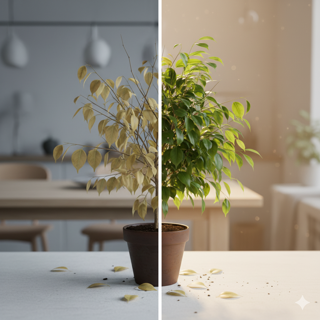 Фикус Бенджамина желтеют и опадают листья, что делать?