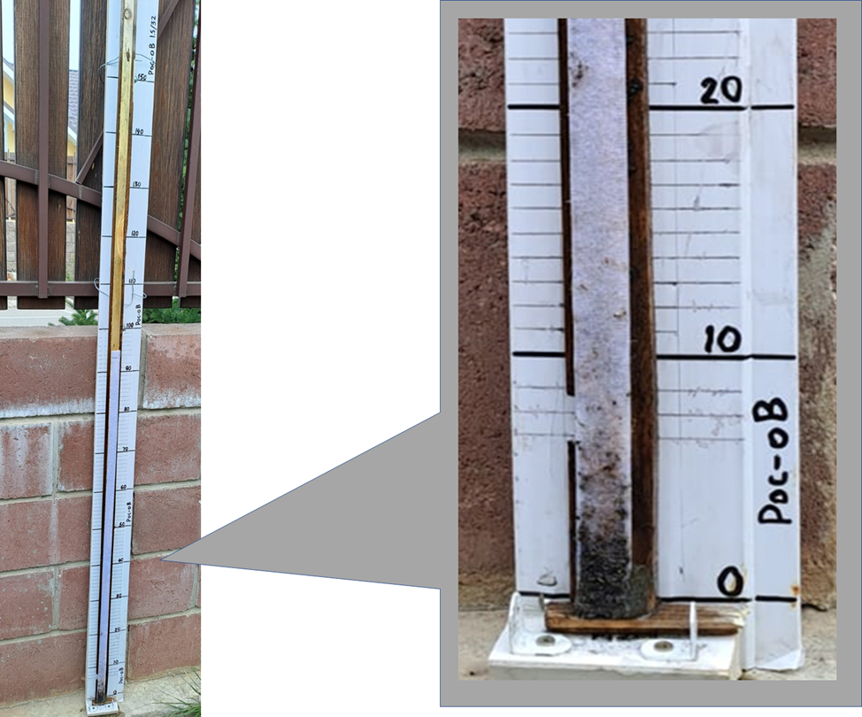 Фото 1.  Рейка с «липучкой» со следами осадка