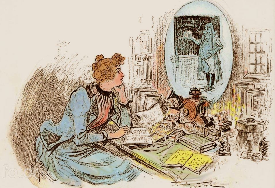 Учебный ролик (видеочат, или стрим) в представлении художника XIX века А. Робиды