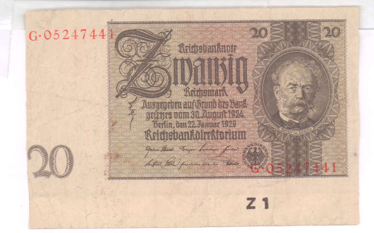 20 рейхсмарок Веймарской республики. 1929 год. Оригинал по ссылке: https://auction.conros.ru/lot/2428888/755/1/