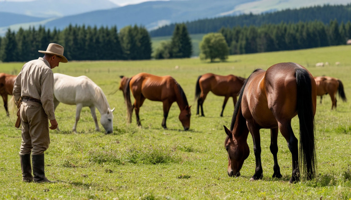 Лошади пасутся на поле. ИИ