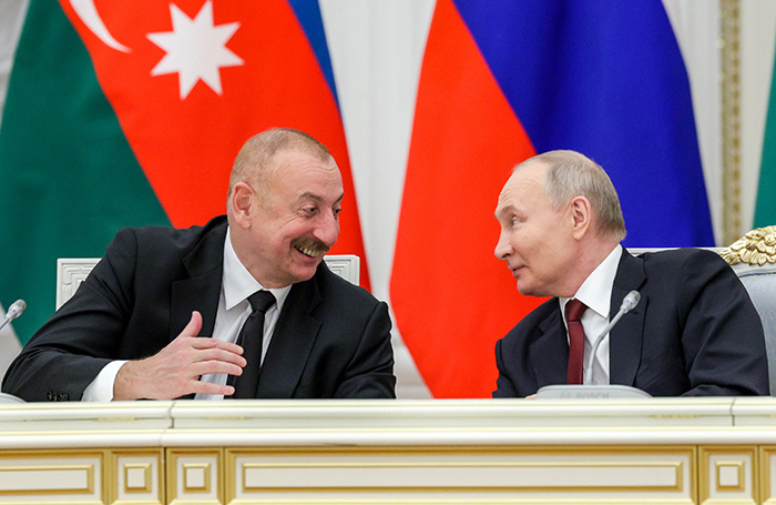    Президент Азербайджана Ильхам Алиев и президент РФ Владимир Путин.Гавриил Григоров/ТАСС