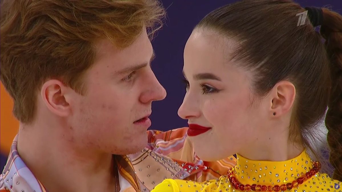    Егор Гончаров и Анна Щербакова. Фото: стоп-кадр прямого эфира "Первого канала".