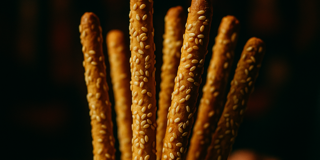 Рецепт: Грисини с кунжутом.