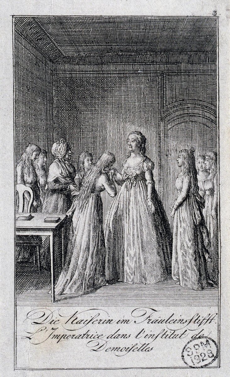 Екатерина II в Смольном институте. Автор: Ходовецкий, Даниэль