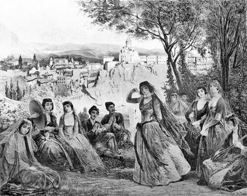 Сад в окрестностях Тифлиса. Русский художественный листок В. Тимма. 1861