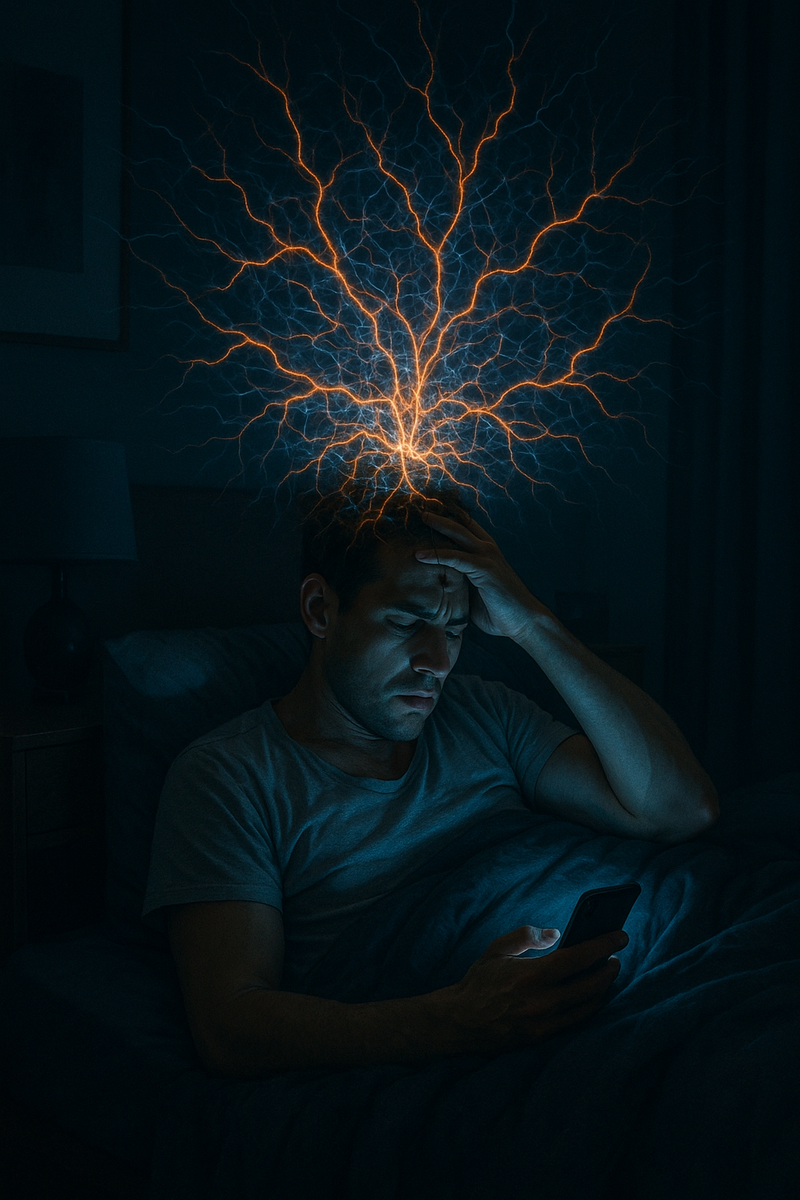 Так выглядит мозговая активность человека, который не может заснуть из-за голубого света от экранов. Красным цветом показаны зоны, которые должны "отключаться" для сна, но остаются активными.