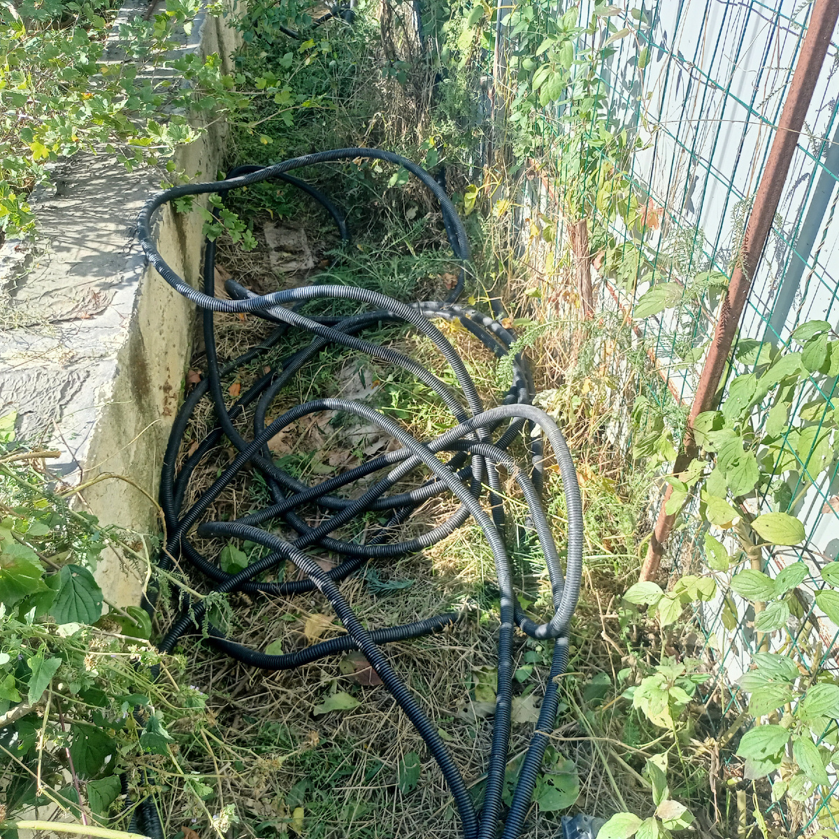 Вот этот провод висел на заборе