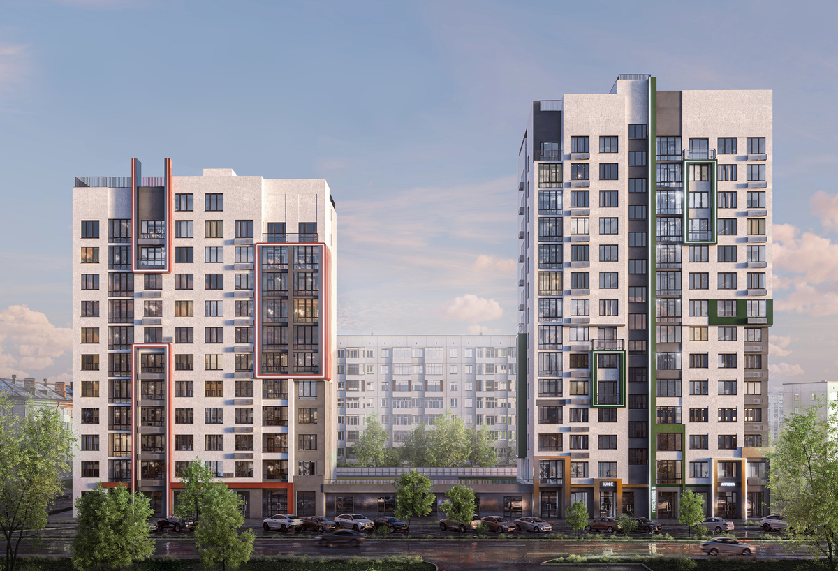 Рендер будущего ЖК «Ставропольская, 1». Футуристическая архитектура ЖК станет украшением района