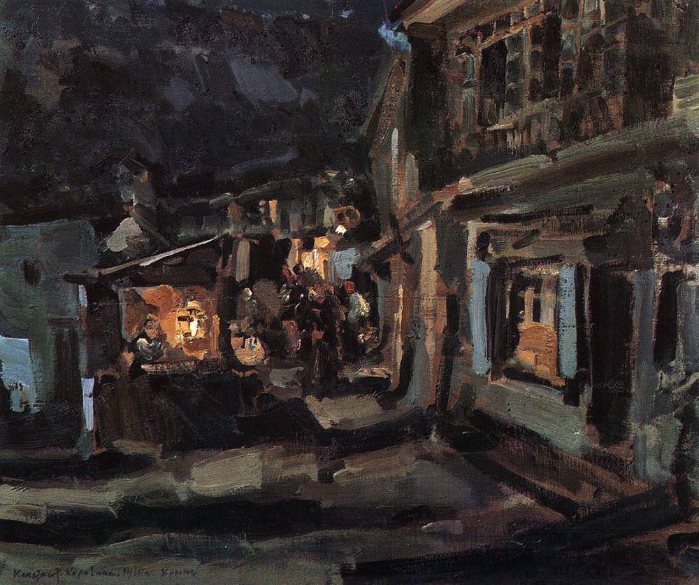 Коровин Константин Алексеевич – Татарская улица в Ялте. Ночь. 1910