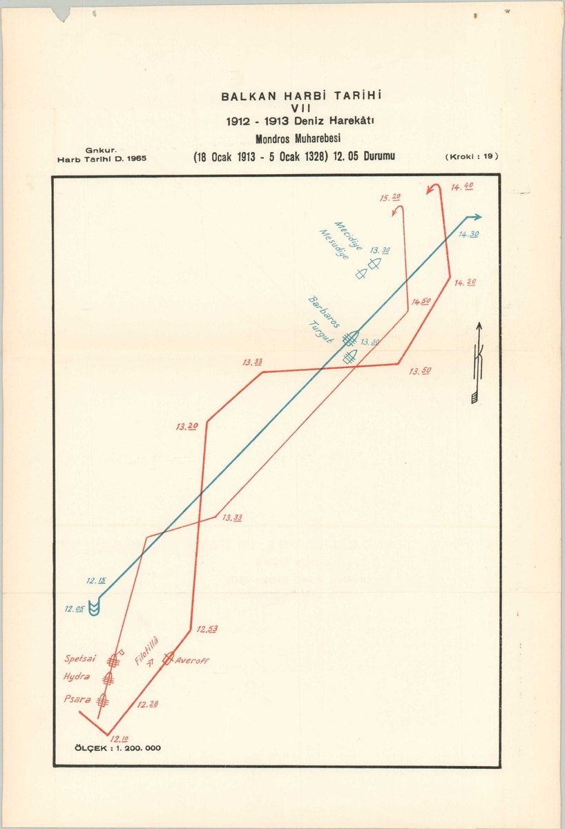 Fig. 03. 1913.01.05(18) 12.05-15.20 Battle of Lemnos, Map for the Battle