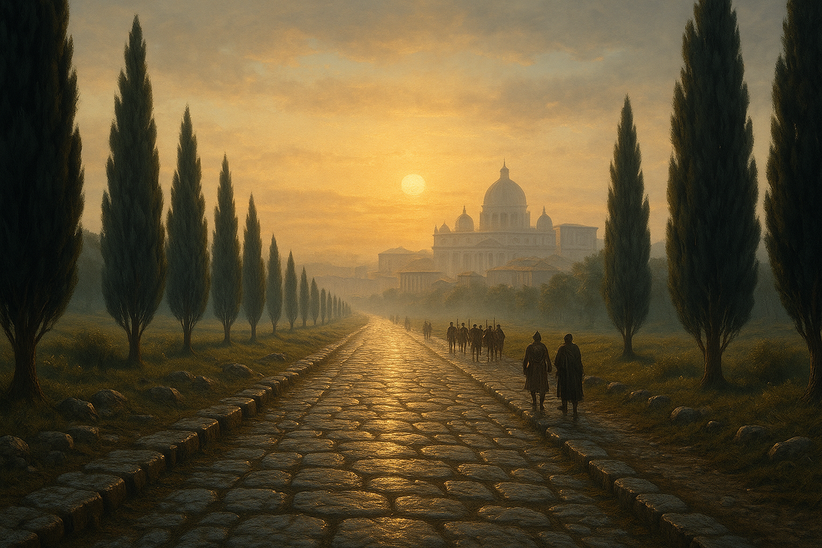 Каждый камень, каждая арка, каждая тень под кипарисом знала, что всё, что движется по земле, рано или поздно течёт к Риму: легионы, купцы, миссионеры, изгнанники, пророки.