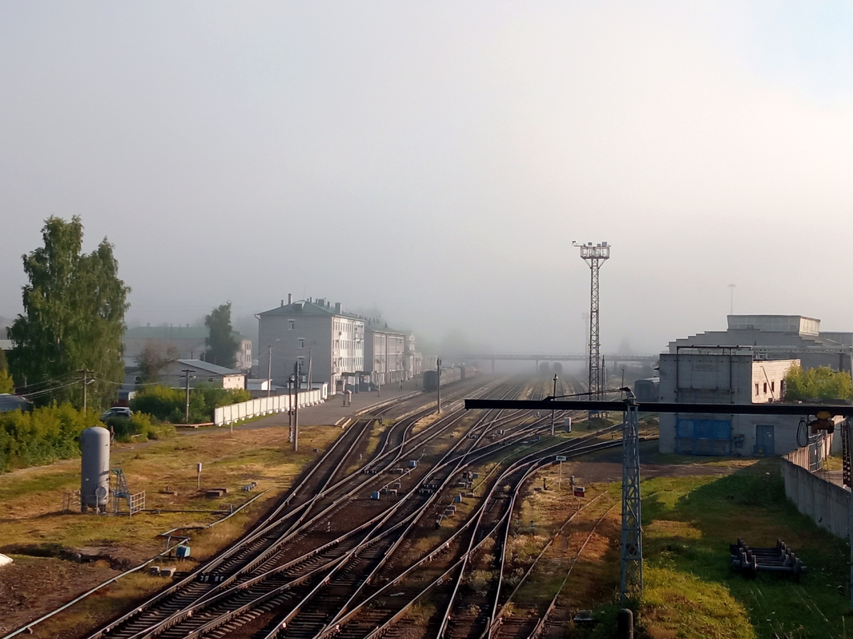 Туман на станции Котлас-Южный