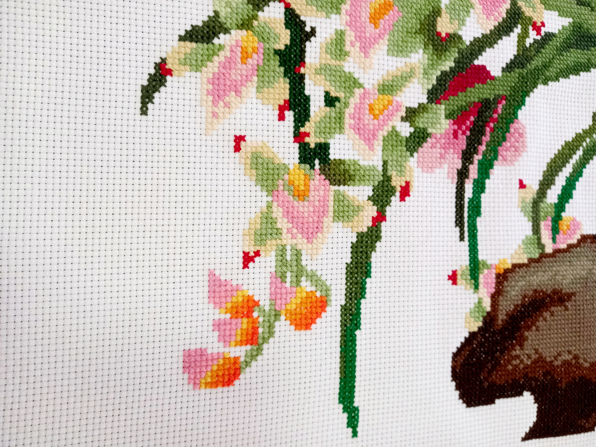 Орхидеи и птицы, 11 каунт, размер 30х80 см