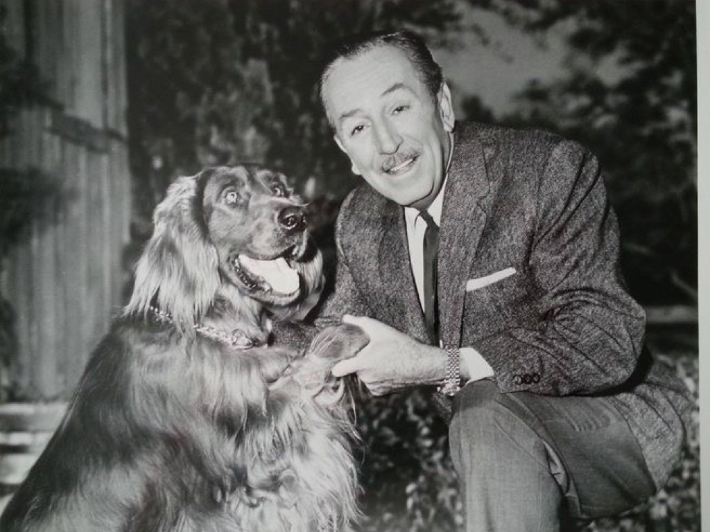 архивные кадры Уолта Диснея с собаками разных пород
