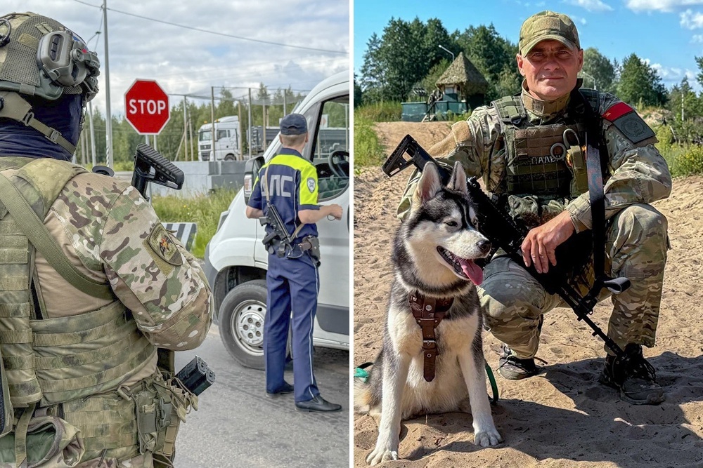    Бригада "Барс-Брянск" - самая большая и боеспособная из БАРСов (боевой армейский резерв страны), сообщили в Минобороны России. Добровольцы несут службу в приграничных лесах Брянщины, стоят в усилении на постах ГАИ (фото слева), помогают в поиске шпионов и преступников, охраняют стратегические объекты. Одна же из главных задач - борьба с БПЛА с помощью РЭБ, зенитной артиллерии, снайперов и FPV-дронов. Добровольцу с позывным Палыч выполнять боевые задачи помогает его четвероногий сослуживец (фото справа). / Министерство обороны РФ