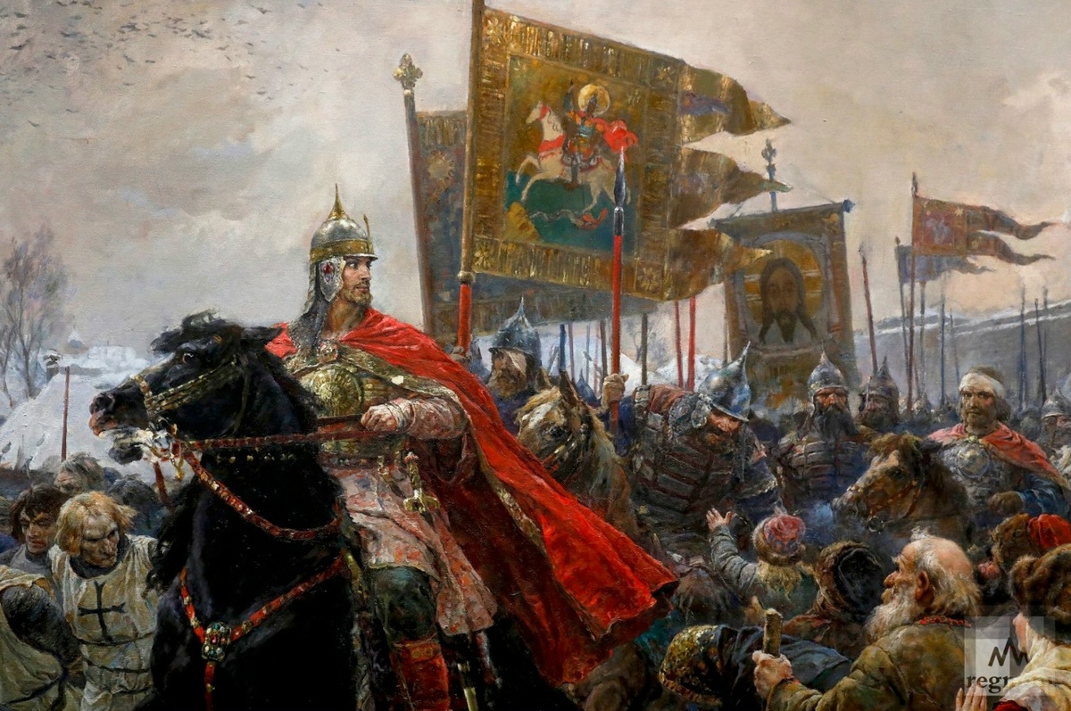 В. А Серов, Въезд Александра Невского во Псков после Ледового побоища, 1945. Государственный русский музей. 