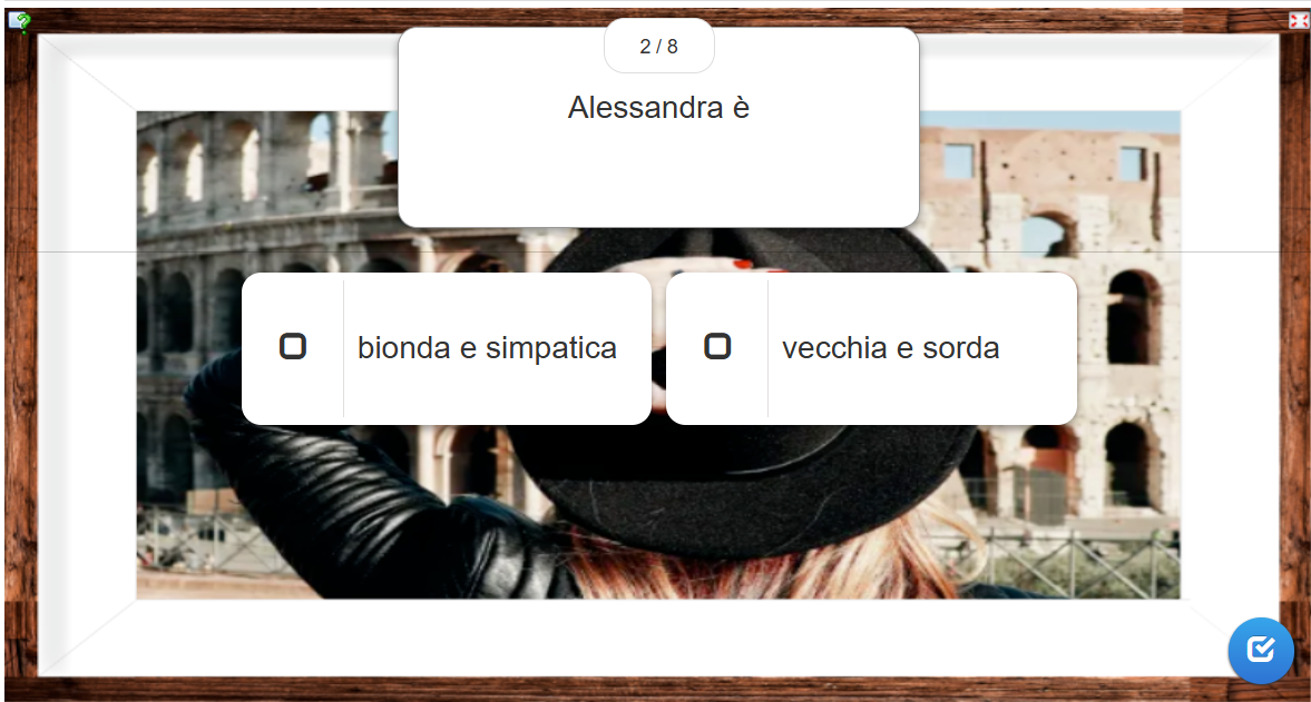 После того как вы выбрали вариант ответа, не забудьте нажать синюю галочку внизу. .чтобы проверить ответ →→→