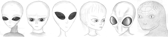 Некоторые изображения, иллюстрирующие типы инопланетян, описанные похищенными, по словам Джейкобса.
