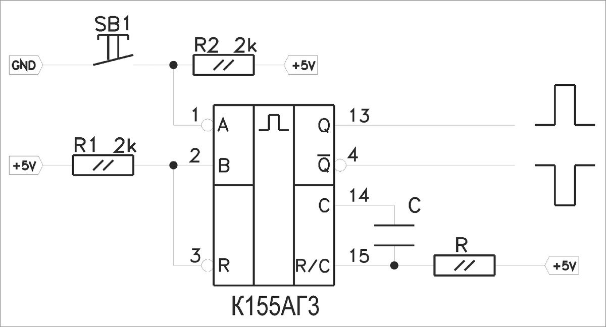 Стандартное включение одновибратора