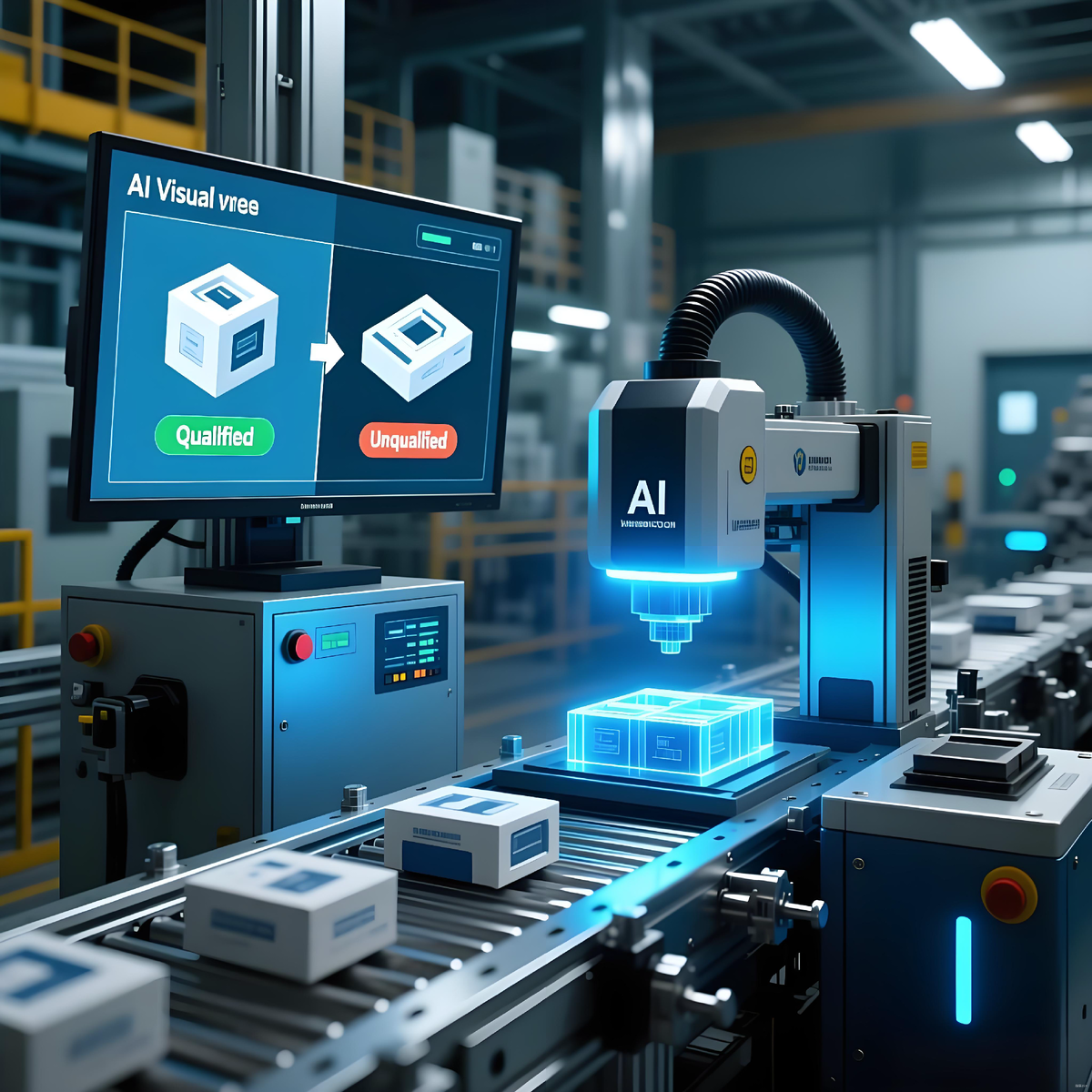ИИ-система визуального контроля на сборочной линии. Такие решения сводят брак к нулю.