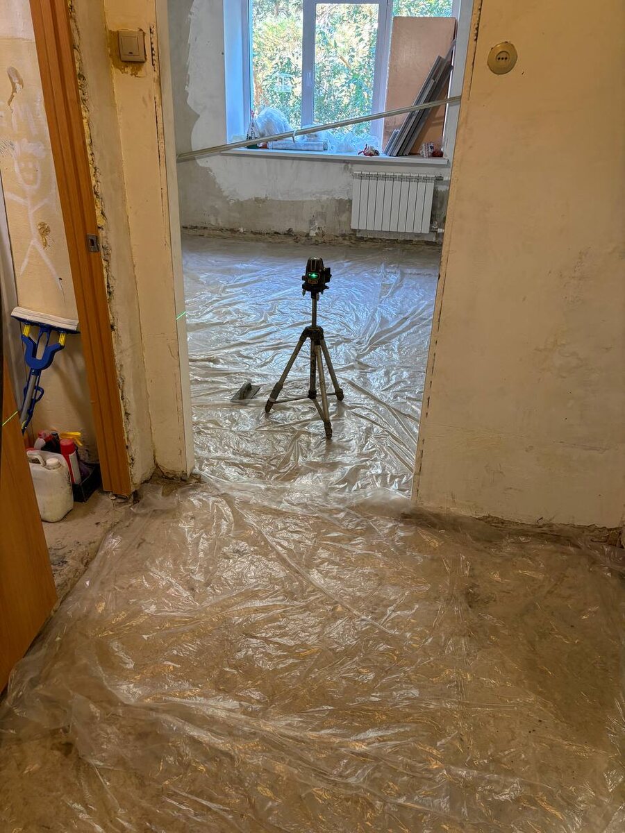 Заливка полусухой стяжки пола