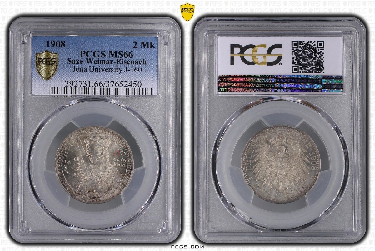 2 марки 1908 года «350 лет Йенскому университету»