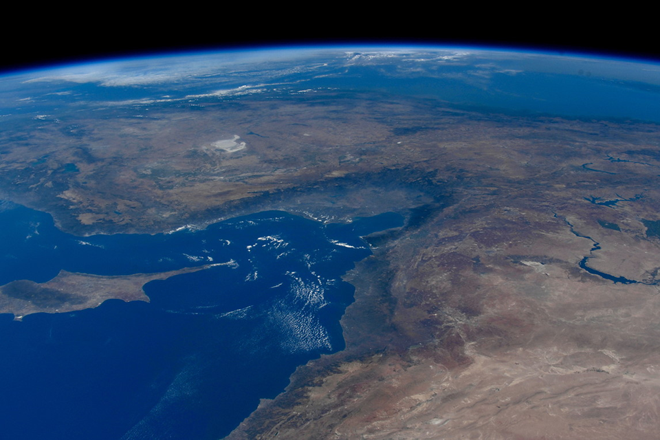 Восточный регион Средиземного моря с борта МКС. Фото: spacefacts.de