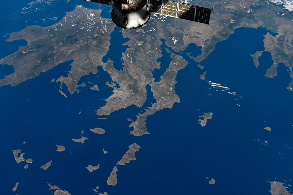 Греческие острова с борта МКС. Фото: spacefacts.de
