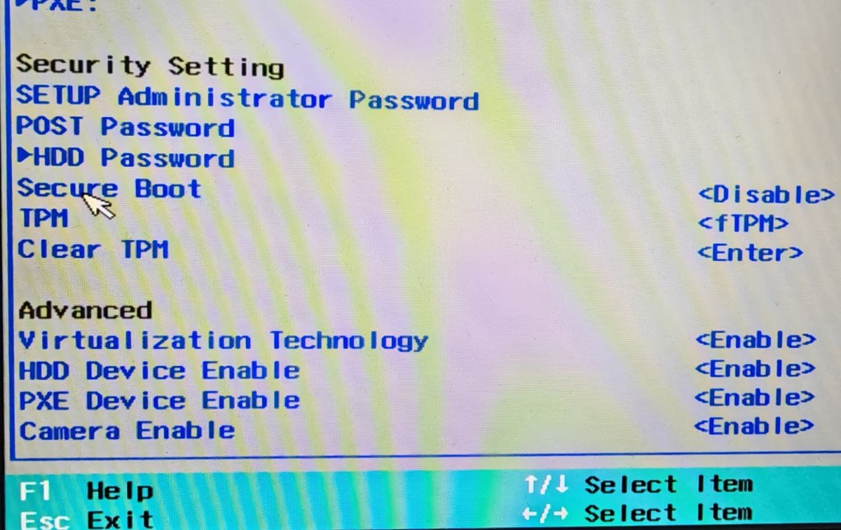 Поставьте Secure Boot = Disable.