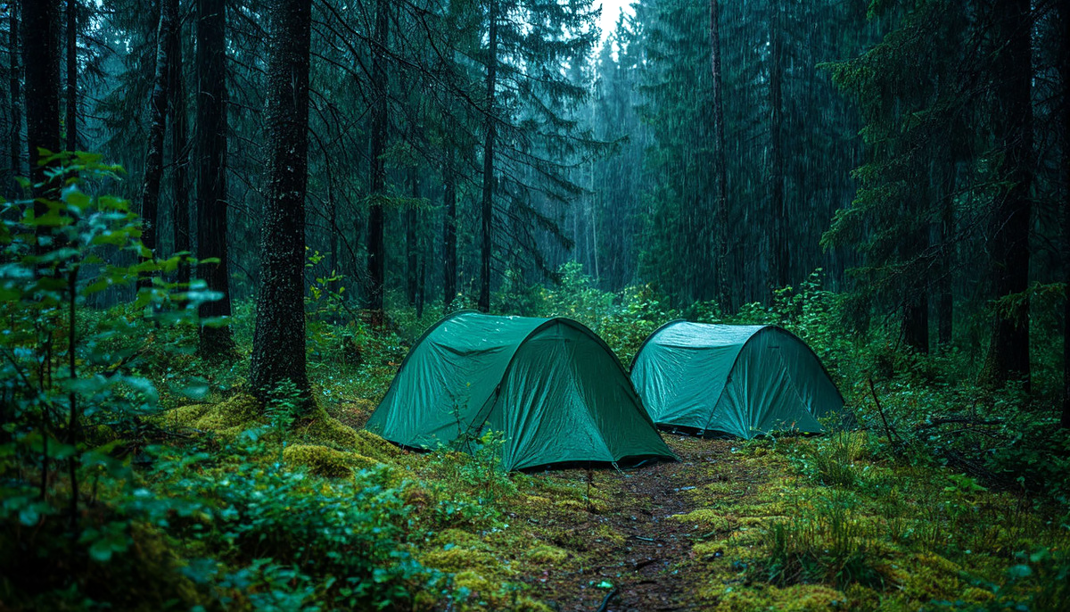 Погода испортилась, и решили разбить лагерь.