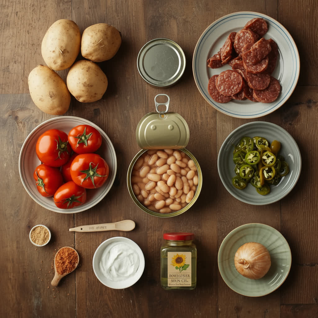 Ингридиенты для картофельного супа с острой сметаной