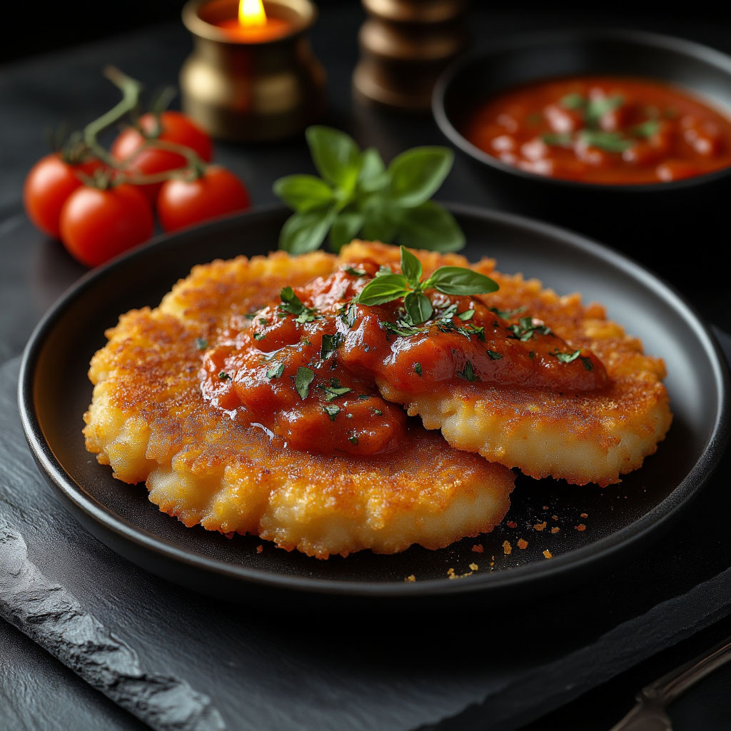 Эскалопы в панировке с томатным фондю. Домашние рецепты.