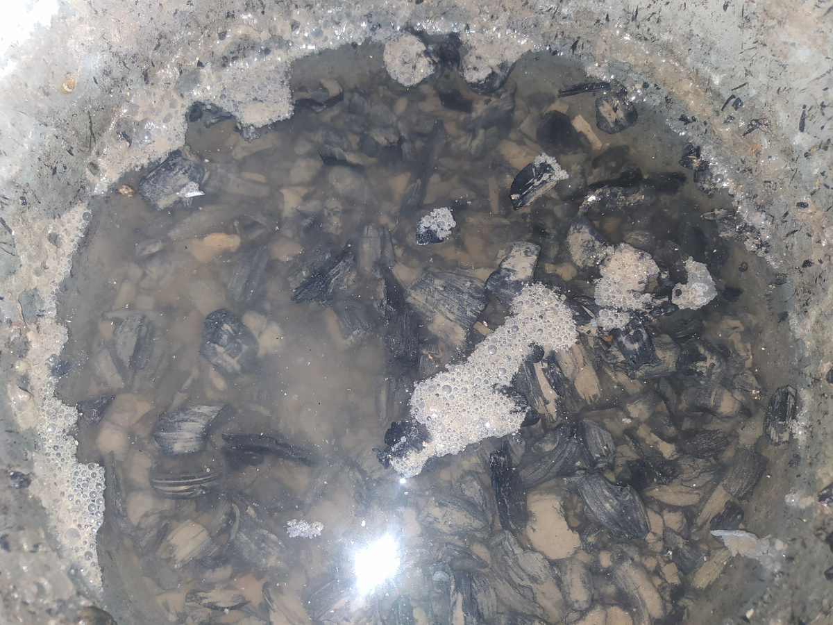 Через сутки большинство углей осели на дно