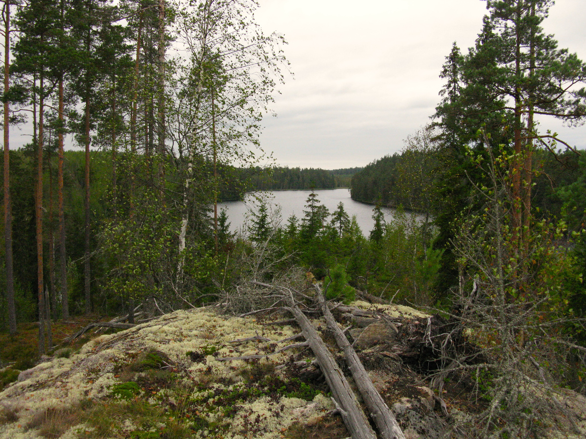 На вершине горы рядом с Непокорным озером и истоком реки Красновка.