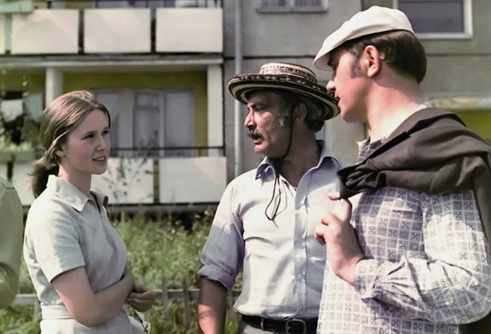 Евгения Симонова, Георгий Данелия и Леонид Куравлев на съемках фильма