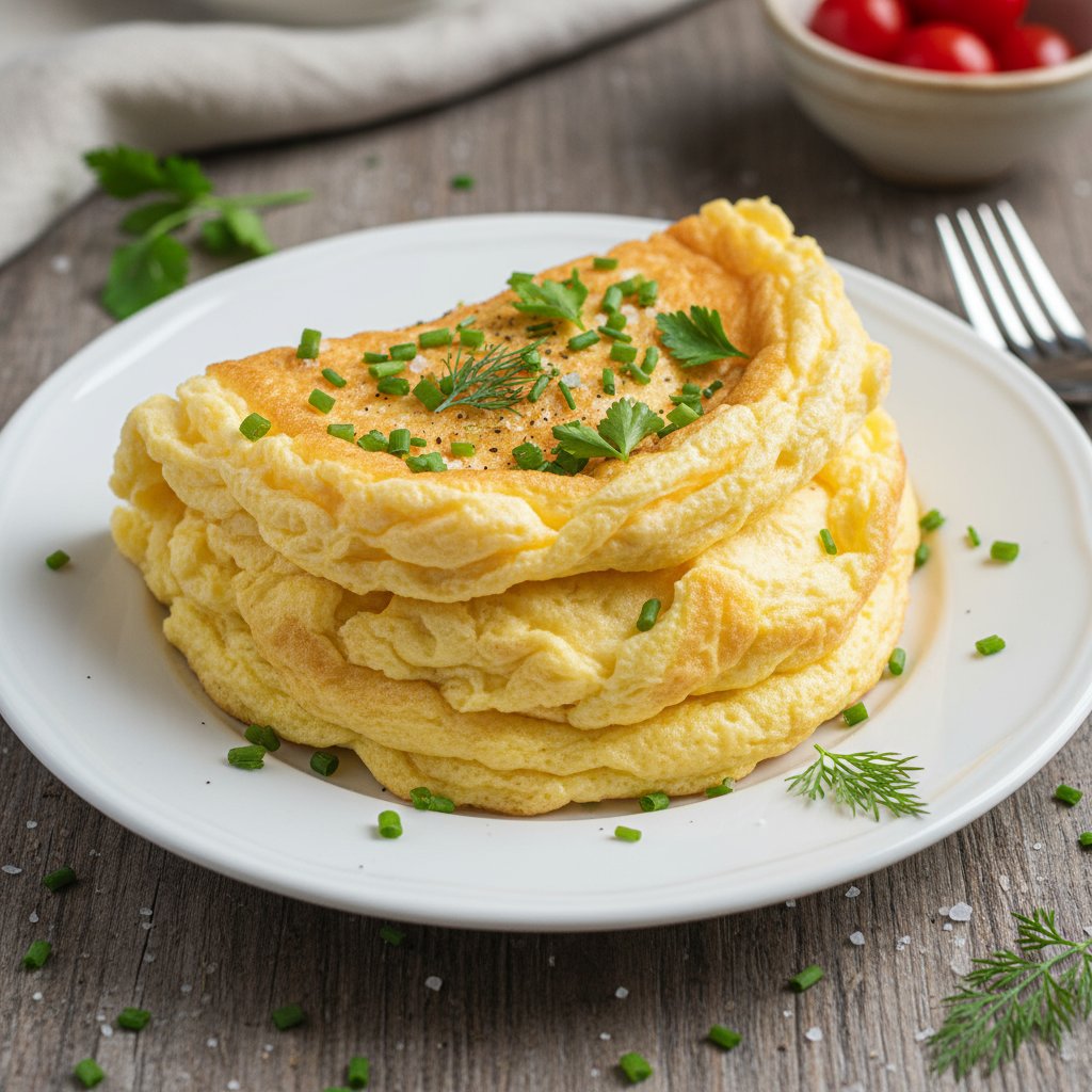 Пышный омлет с зеленью