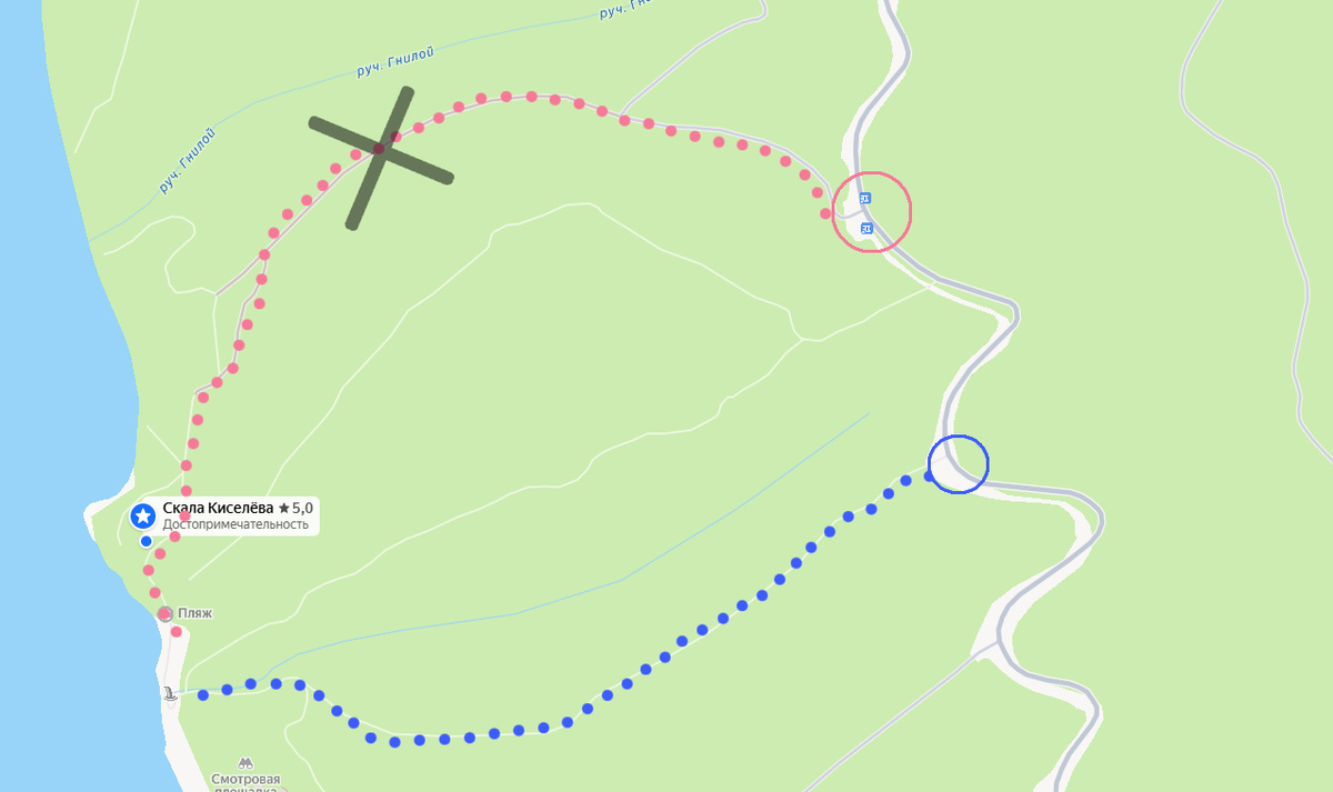 Маршруты до Скалы Киселева от дороги