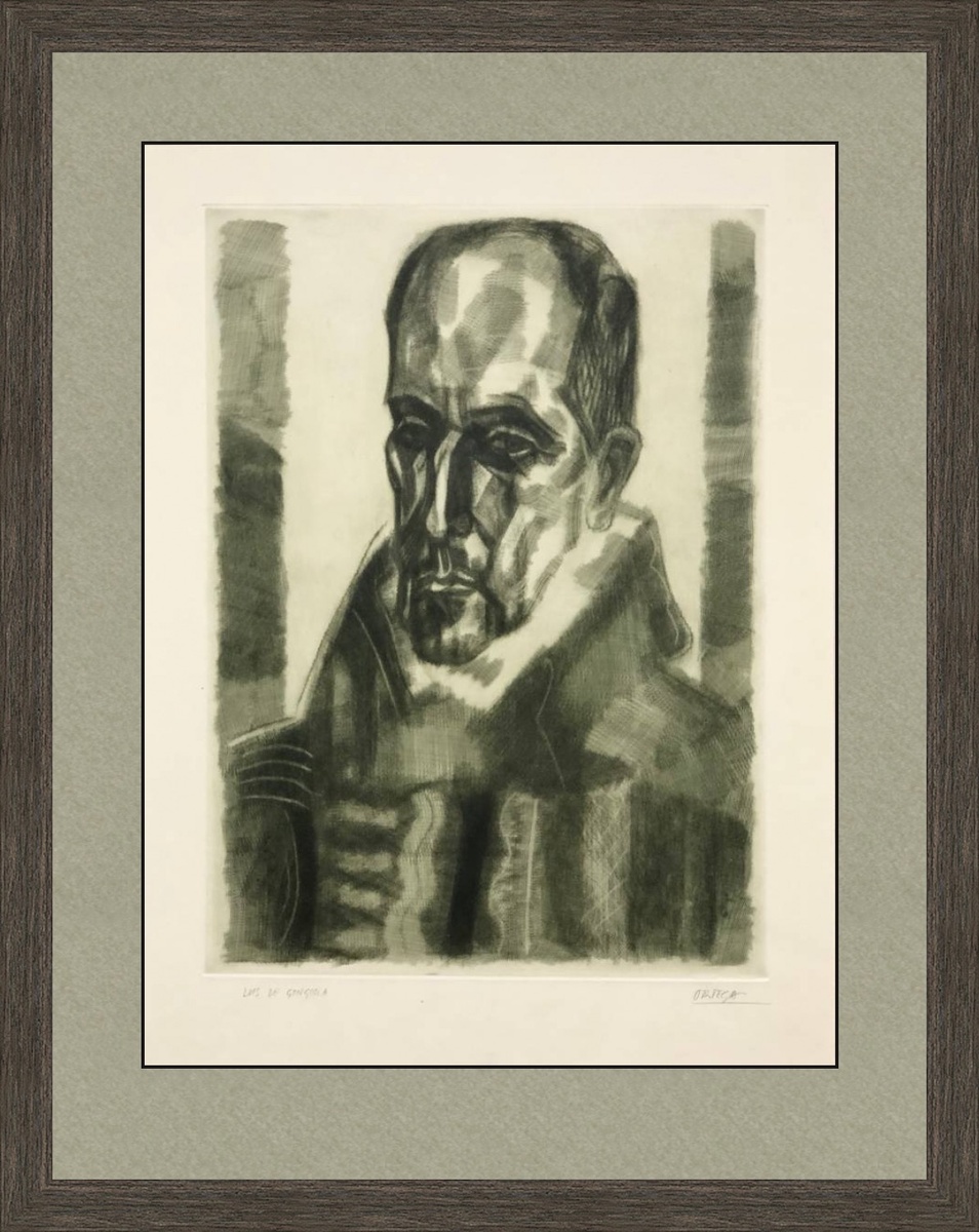 Луис Ортега. «Портрет Луиса де Гонгора». Гравюра чистой рулетой. 1975. 