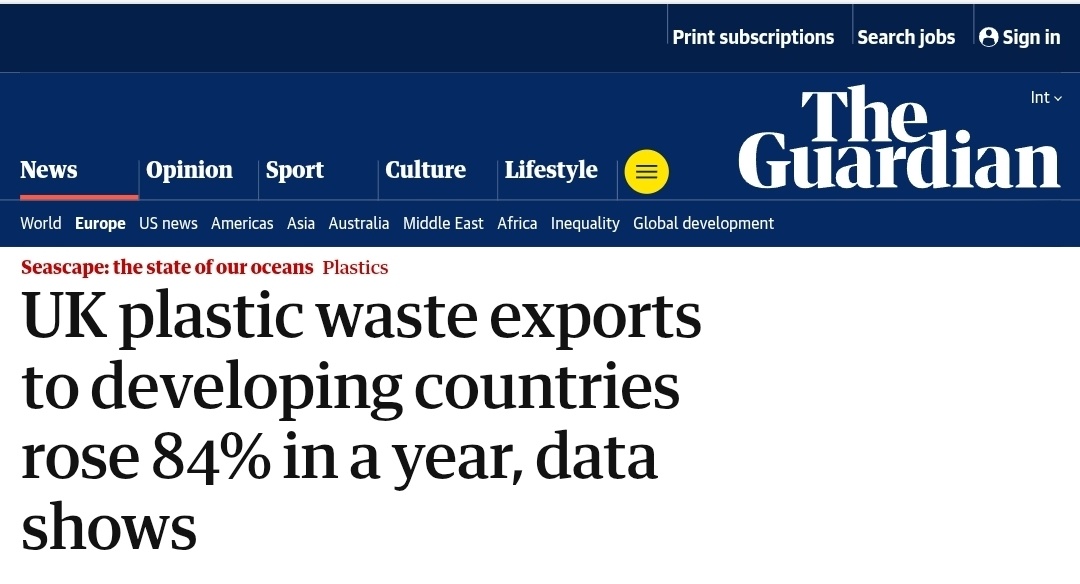 По данным, экспорт пластиковых отходов из Великобритании в развивающиеся страны вырос на 84% за год.