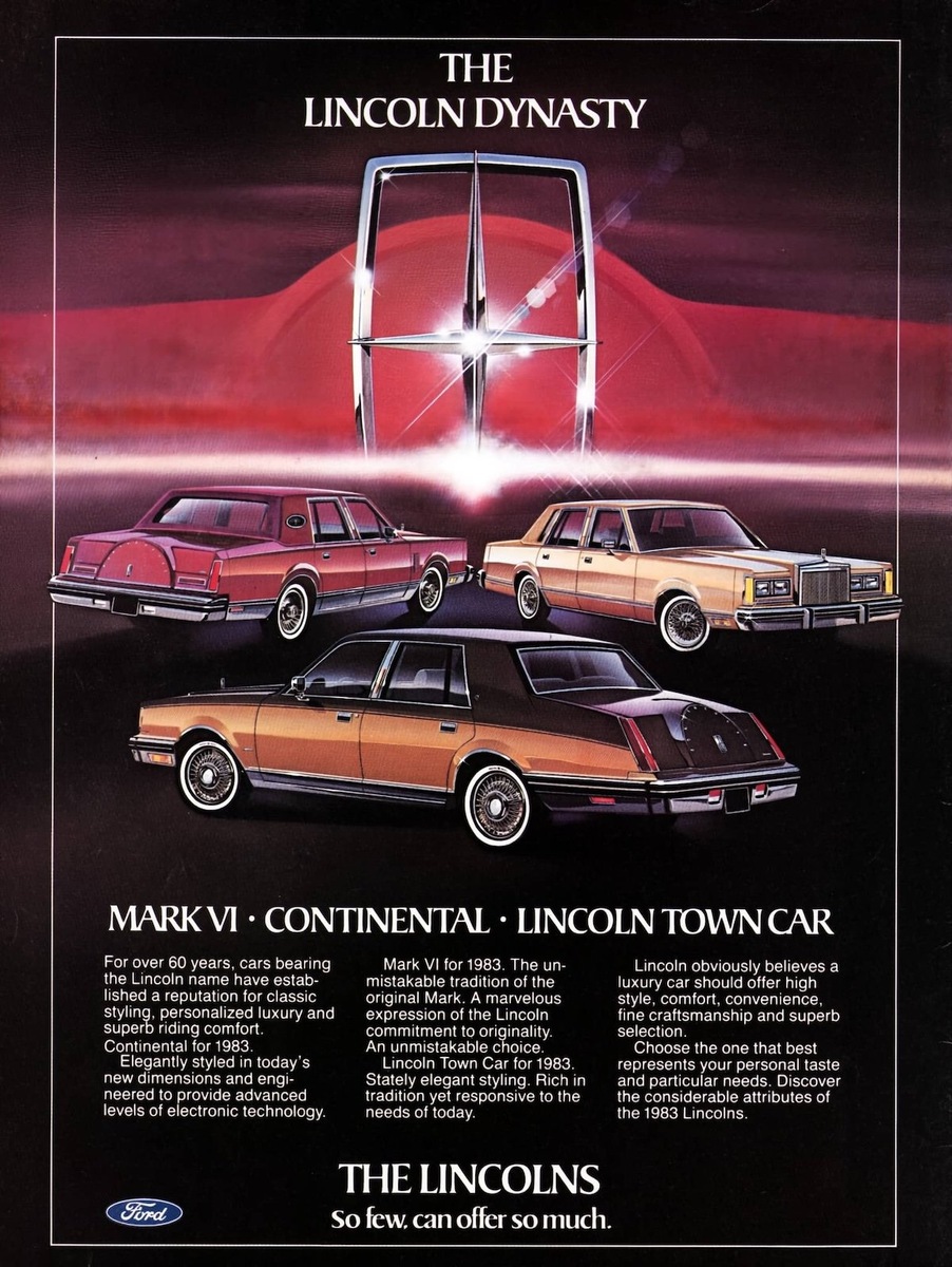 Модельный ряд Lincoln в начале 80-х
