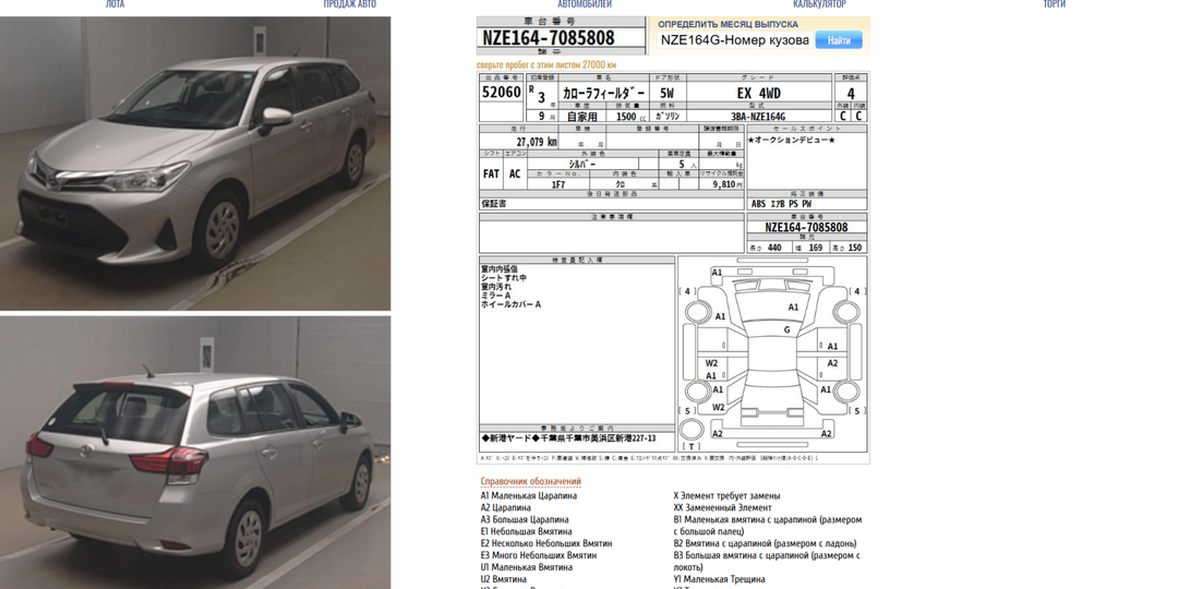 Toyota Corolla Fielder из Японии: актуальные цены «под ключ» — осень 2025